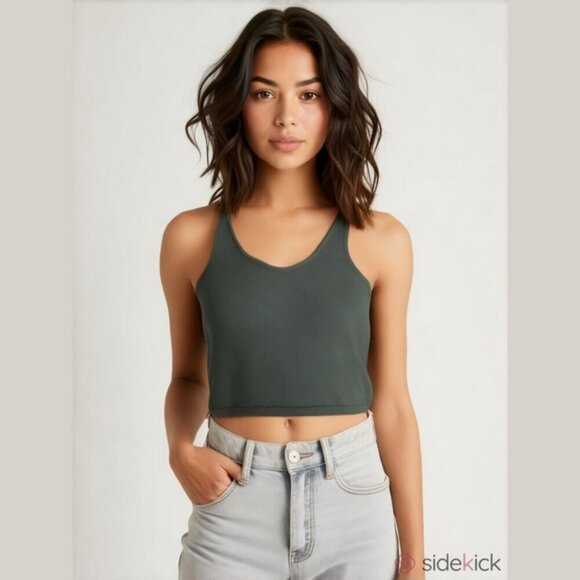 Offline by Aerie Green Ribbed Tank Top Size XL - Picture 1 of 5